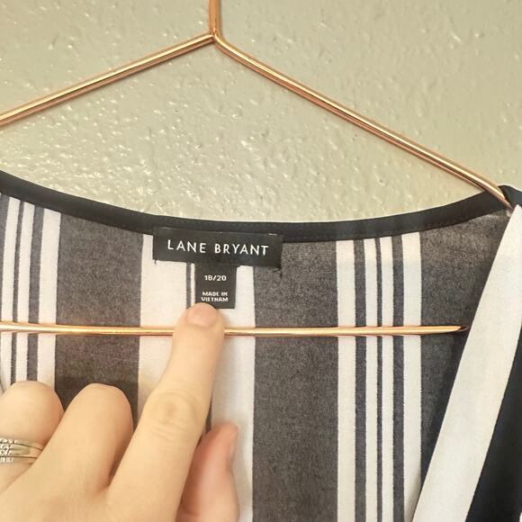 Lane Bryant blouse striped short sleeve tie back size 18/20 - Picture 3 of 6